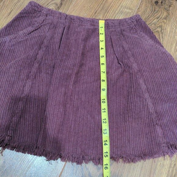 Free People Womens Kendall Corduroy Mini Skirt Size 2 Purple Raw Hem High Rise - Picture 10 of 10
